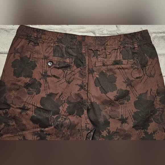 Carbon Black and Brown Floral Patterned Shorts - Picture 4 of 9